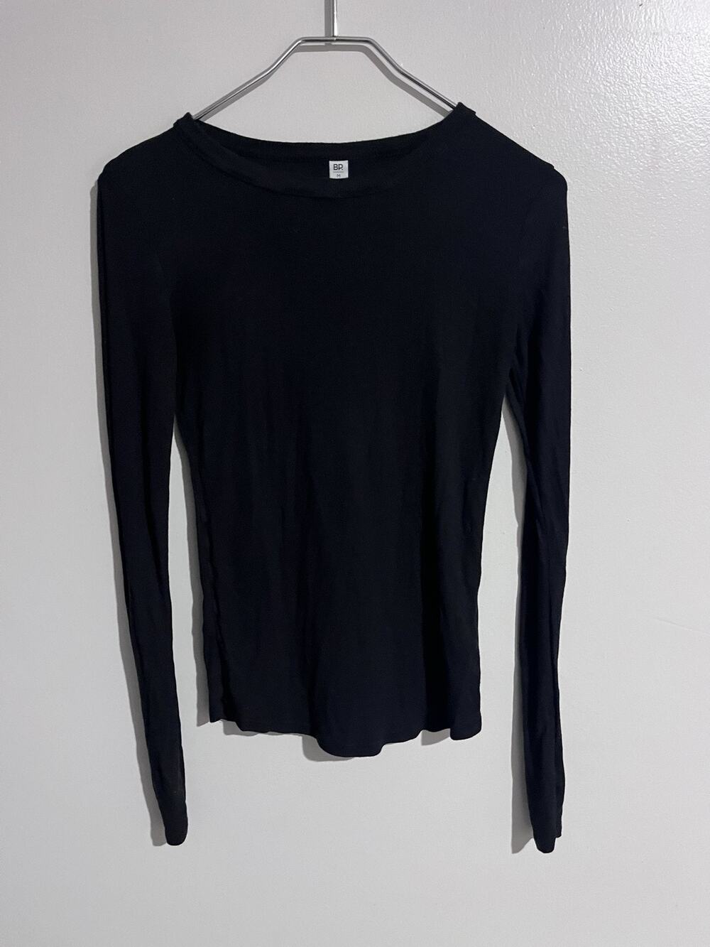 BP. T-Shirt Womens M Black Long Sleeve Crew Neck Slim Stretch Lightweight